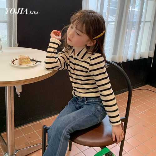 Базовая приятная телу детская кукла, детский осенний лонгслив, кукольный воротник, осенняя, в западном стиле, детская одежда