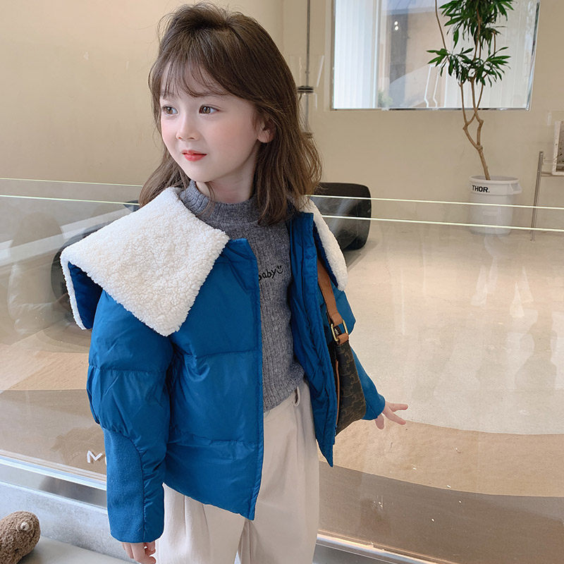 Children's 90 velvet down jacket children's clothing 2022 autumn and winter new Western style baby short jacket winter girls winter clothing