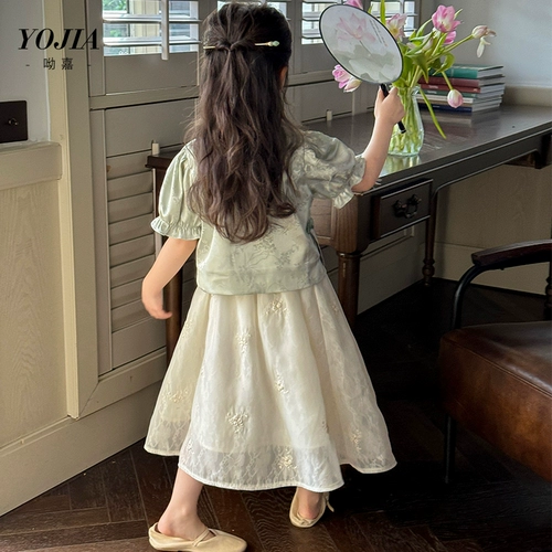 Летнее ханьфу, юбка на девочку, комплект, детская одежда, китайский стиль