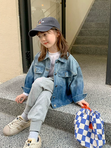 Джинсовая осенняя куртка, осенний детский тонкий кардиган, подходит для подростков, в корейском стиле, в западном стиле, коллекция 2023