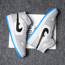 烟灰男鞋高帮aj1篮球运动空军一号板鞋男