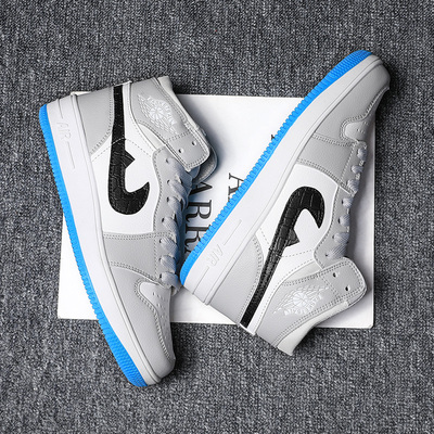 烟灰男鞋高帮aj1篮球运动空军一号板鞋男
