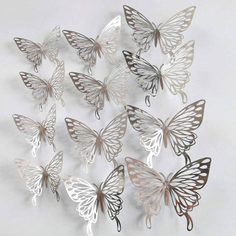 Paper Butterfly Wall Patch Decoration 3D Hollowed-out Solid Simulation Decoration Living-room Nail Eye Flawless Windows Valley Beauty Props