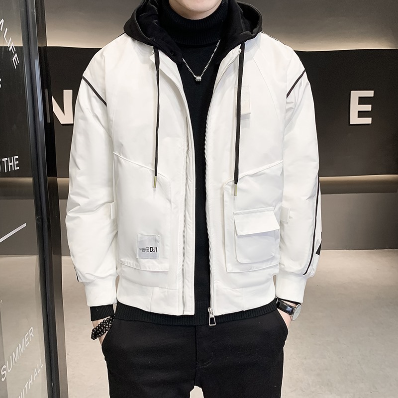 Fugui bird down clothes Men's 2021 Winter new leave Two Lianhood Short-style handsome and thin thickened jacket winter clothing