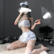Plaid ultra short dress maid suit sweet and thin Girlfriend Uniform Wrapped Chest Sexy Step Mini Skirt Tight Sleeping Dress