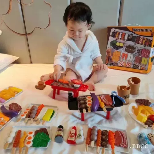 Детские семейные кухонные игрушки приготовление барбекю для барбекю Моделирование пищи.