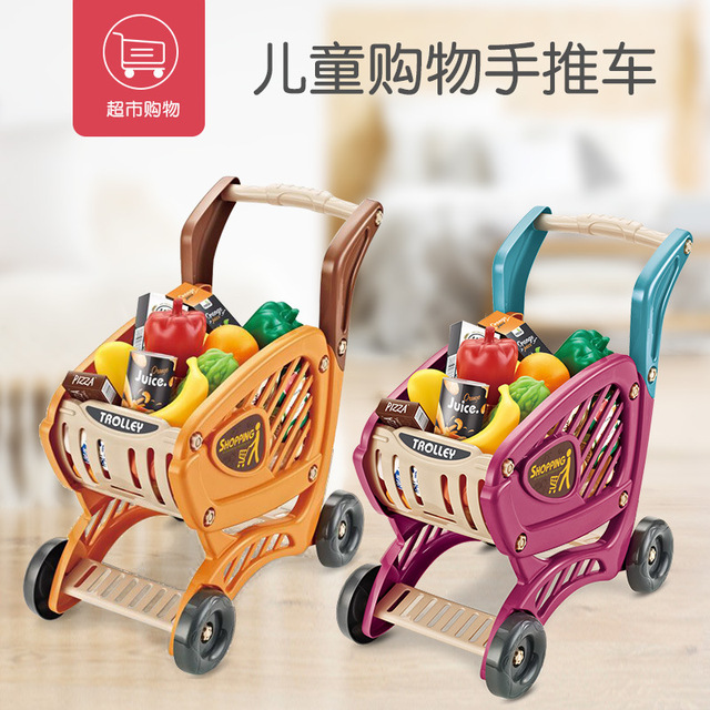 Foreign Trade Outlet Young Children Emulation Big Numbers Supermarket Shopping Cart Toys Vegetable Fruit Boy girls Dresses up Home Wine
