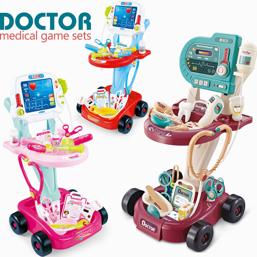 Foreign trade Children's dentistry Costume House Wine Toy Electrocardiogram Detector Nurse Baby Stethoscope Beating Needle Thermometer
