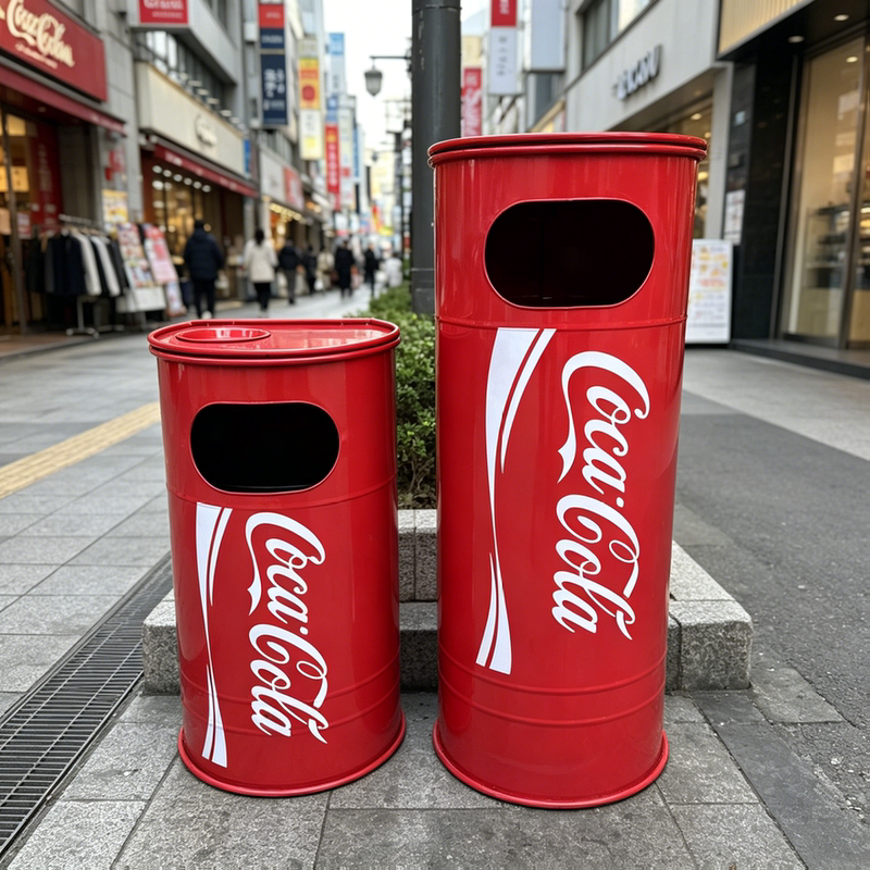 Coca-Cola Gasoline Can Trash Can Large Capacity Trendy Commercial Retro Outdoor Creative Storage Box Ashtray