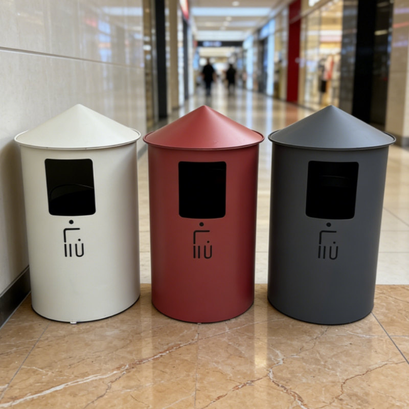Light Luxury Minimalist Conical Trash Can for Commercial Use, Large Capacity, High Aesthetic Value, Suitable for Hotel Lobbies, Outdoor Standing Type with Lid