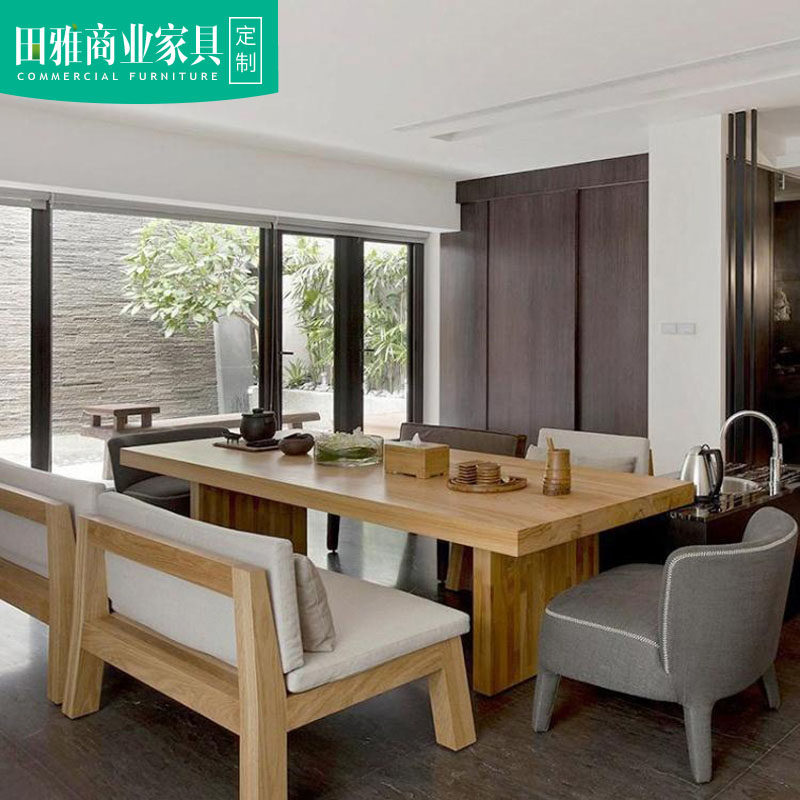 New Chinese-style tea table and chair combination solid wood log simple modern office kung fu tea table tea table to meet guests on the coffee table