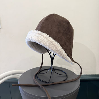 Autumn and winter thickened suede lei feng hat for women, casual and versatile
