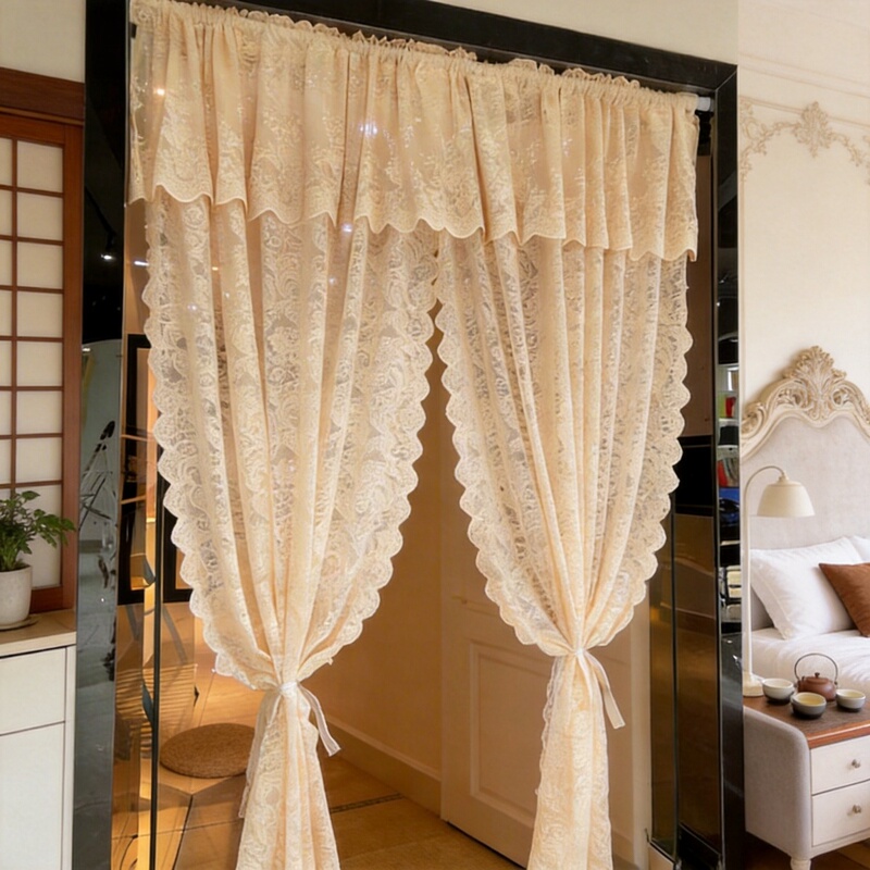 French-Style Light Luxury Lace Sheer Curtains, Light-Transmitting but Not See-Through, Bedroom ins Style, High-End Feel, Bay Window Sheer Curtains, Dreamy Curtains