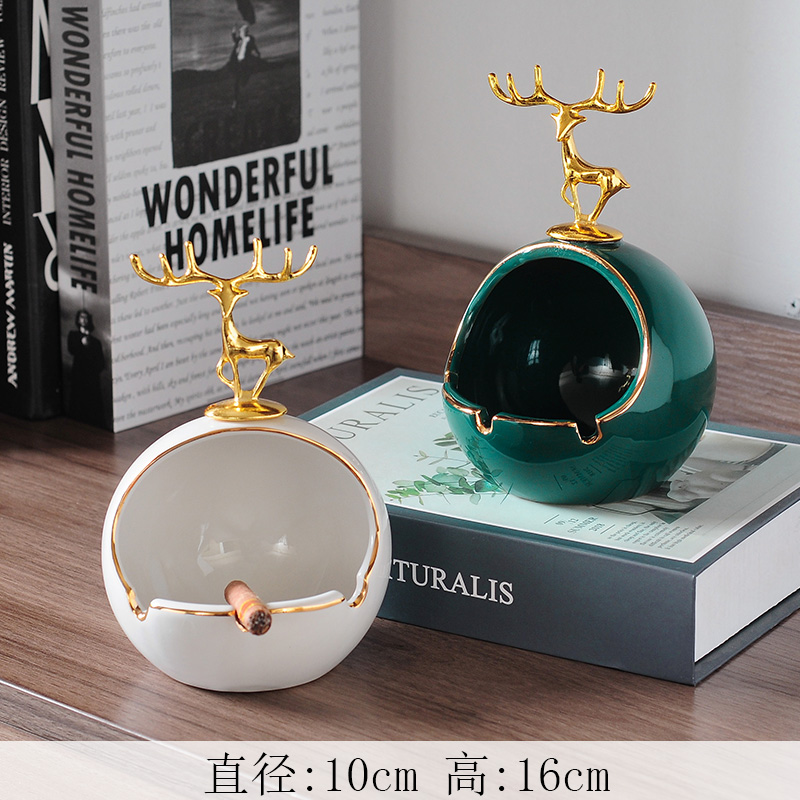 Small White And Green Deer HeadXiaojin Deer ornaments Storage ornament originality a birthday present room desktop Porch TV cabinet wine cabinet Arts and Crafts