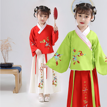 Pretty baby rabbit childrens improved Hanfu girl crane embroidery Tang suit Chinese style super fairy little girl dress suit