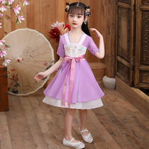 Hanfu summer dress girls dress Western style princess skirt girl thin short skirt Chinese style fairy skirt 12 years old