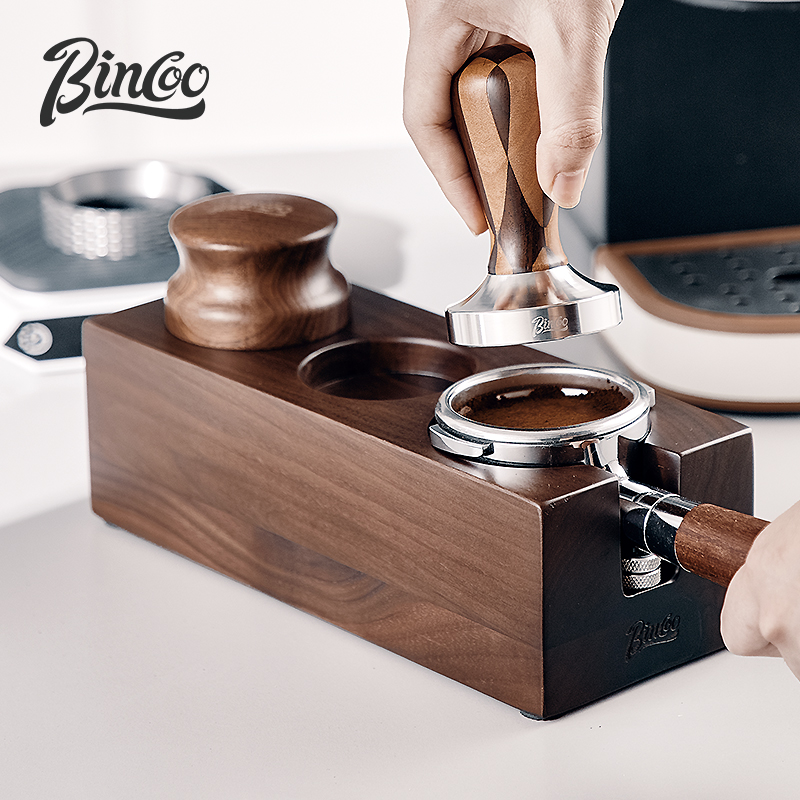 Bincoo Coffee Press Pink Seat Walnuts Wood Filling Press Base Cloth Powder Theorizer Press Powder Coffee Handle Bracket Pressure Powder Hammer