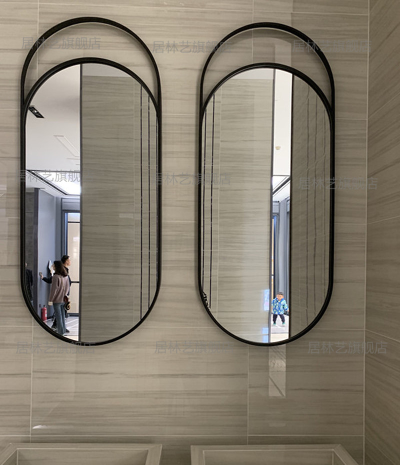 Creative Wall-mounted Mirror Iron Art Mirror Frames Beauty Salon Cosmetic Mirror Bedroom Mirror Oval Mirror Hotel Guest Accommodation Mirror