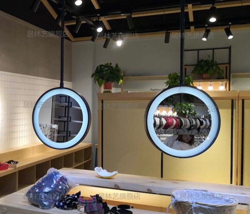 With LED light ceiling hanging mirror wall-mounted round mirror round mirror Cosmetic Mirror Bathroom Mirror Genguan Mirror decorative mirror hanging mirror