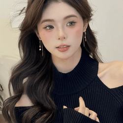 스타 라이트 도트 황금 작은 원 귀 케이블 2024 새로운 핫 스타일 라이트 라이트 럭셔리 기질 고급 술집 절묘한 귀 장식