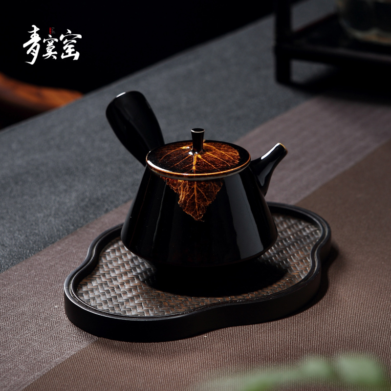 Its green up konoha temmoku light side of jingdezhen ceramic teapot tea large large capacity single pot of tea