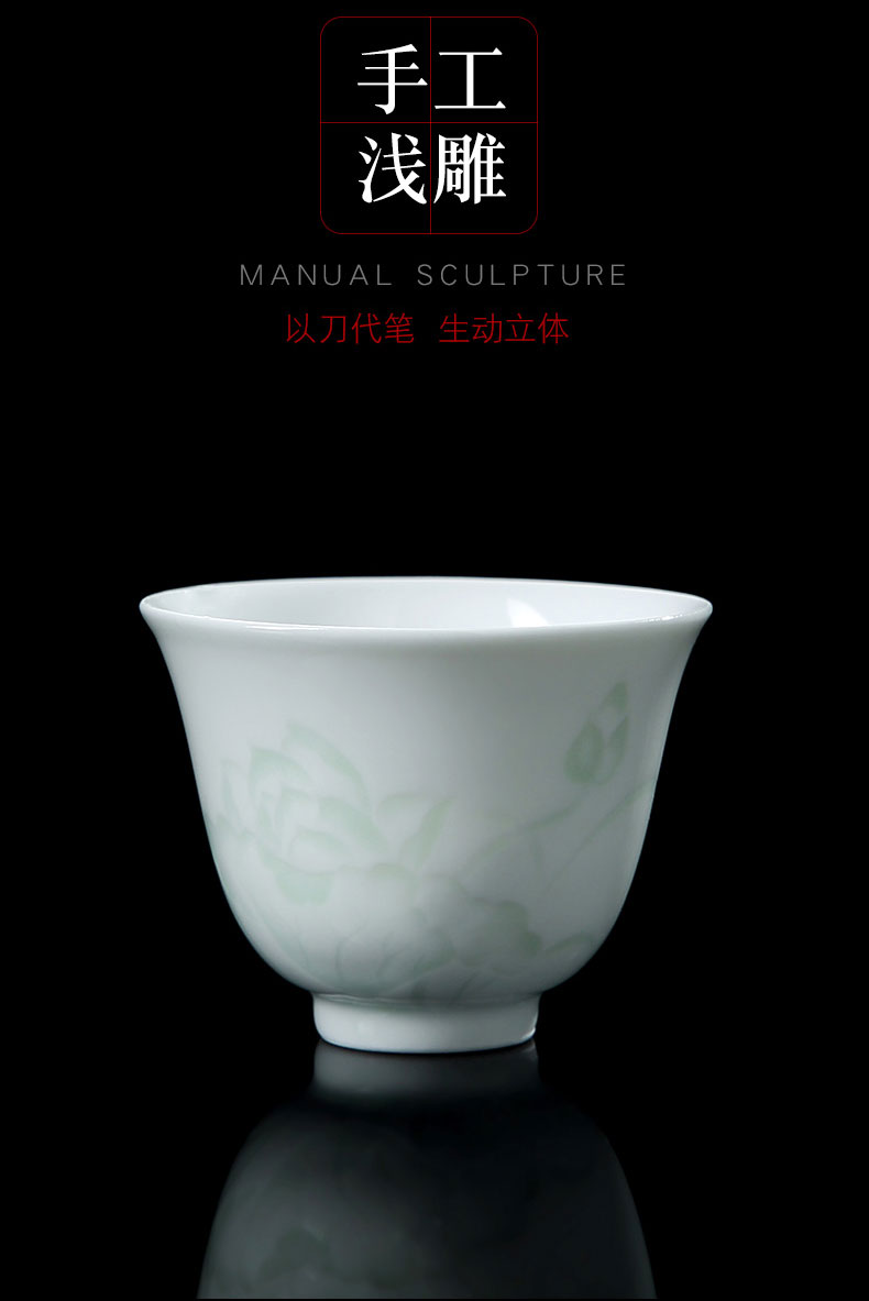 Its green up jingdezhen tea cups masters cup single CPU female hand sample tea cup single cup home