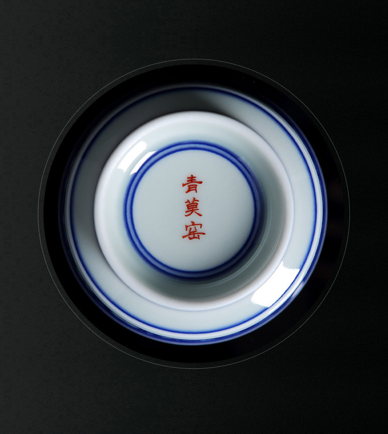 Manual sample tea cup of blue and white porcelain up jingdezhen ceramics green was the master cup single cup tea cups, kung fu tea cups