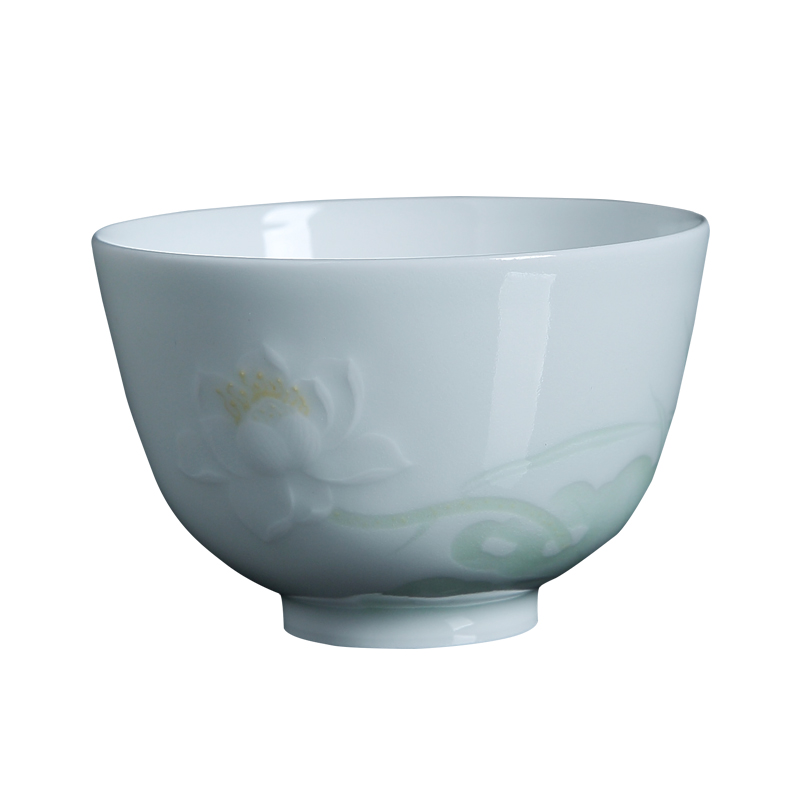 Its green up jingdezhen tea cups masters cup single CPU female hand sample tea cup single cup home