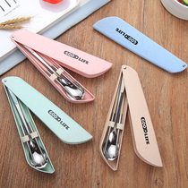 304 stainless steel portable take-away single set Spoon chopsticks two-piece set storage box Chopsticks spoon travel tableware box