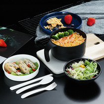 Japanese large capacity instant noodle bowl with lid dormitory student Rice Bowl single microwave oven heated plastic lunch box with tableware