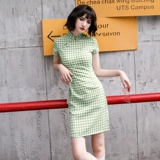 Свежее ципао для школьников, короткое платье, светлый стиль