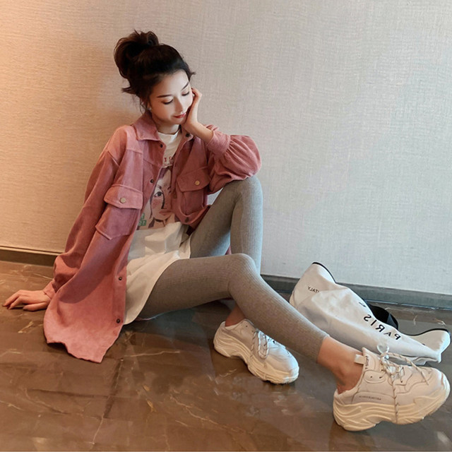 Early Autumn Suit 2024 New Korean Style Loose Corduroy Jacket Women's Mid-Length T-shirt Fashionable Three-piece Outerwear Set