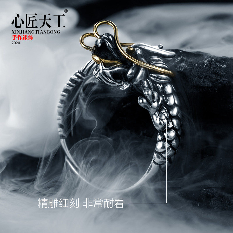 925 sterling silver ring male tide personality single ring dragon warrior ring male dragon ring silver jewelry custom gift