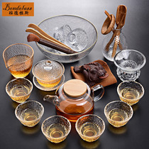 Glass tea set heat-resistant home living room office reception Puer black tea transparent kung fu tea set tea maker