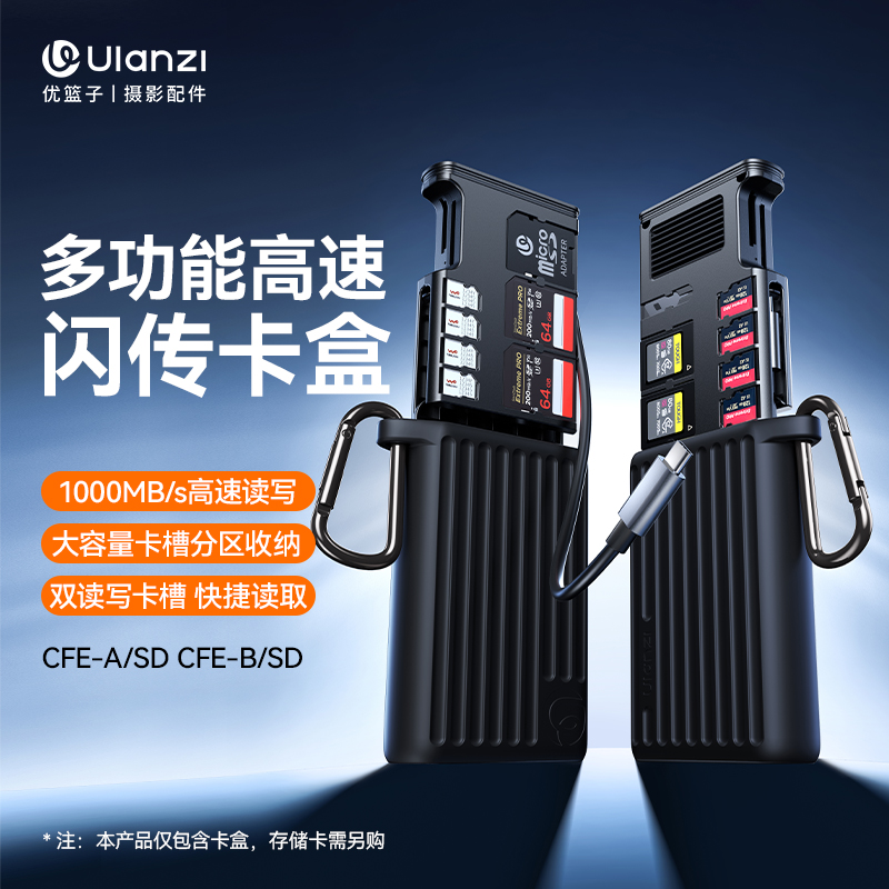 Ulanzi CFE-Aカード/CFE-Bカード SDカード フラッシュカードボックス 多機能高速カードボックス Type-Cカードリーダー データ転送 携帯電話 コンピューター カメラ ストレージ