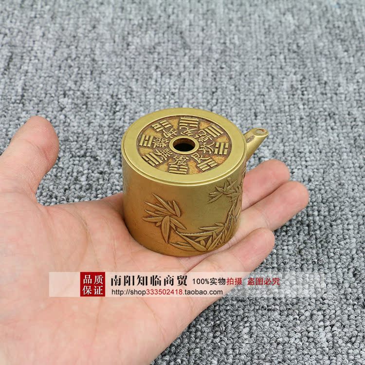 Imitation ancient made of old pure copper brass ink stone ink Drop Relief Bamboo Gossip Ink Stone Ink Stone add water Painting and calligraphy supplies Small swing pieces