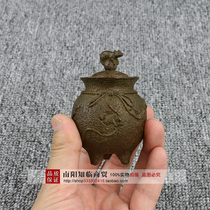 Retro bronze carved brass pure copper copper jar mouse jar tea pet bronze small ornaments tea ceremony Incense Road supplies