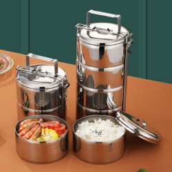 304 Food-Grade Multi-Layer Lunch Box, Layered Food Basket, Student Office Worker with Rice Steamer, Induction Cooker, Heatable Lunch Box