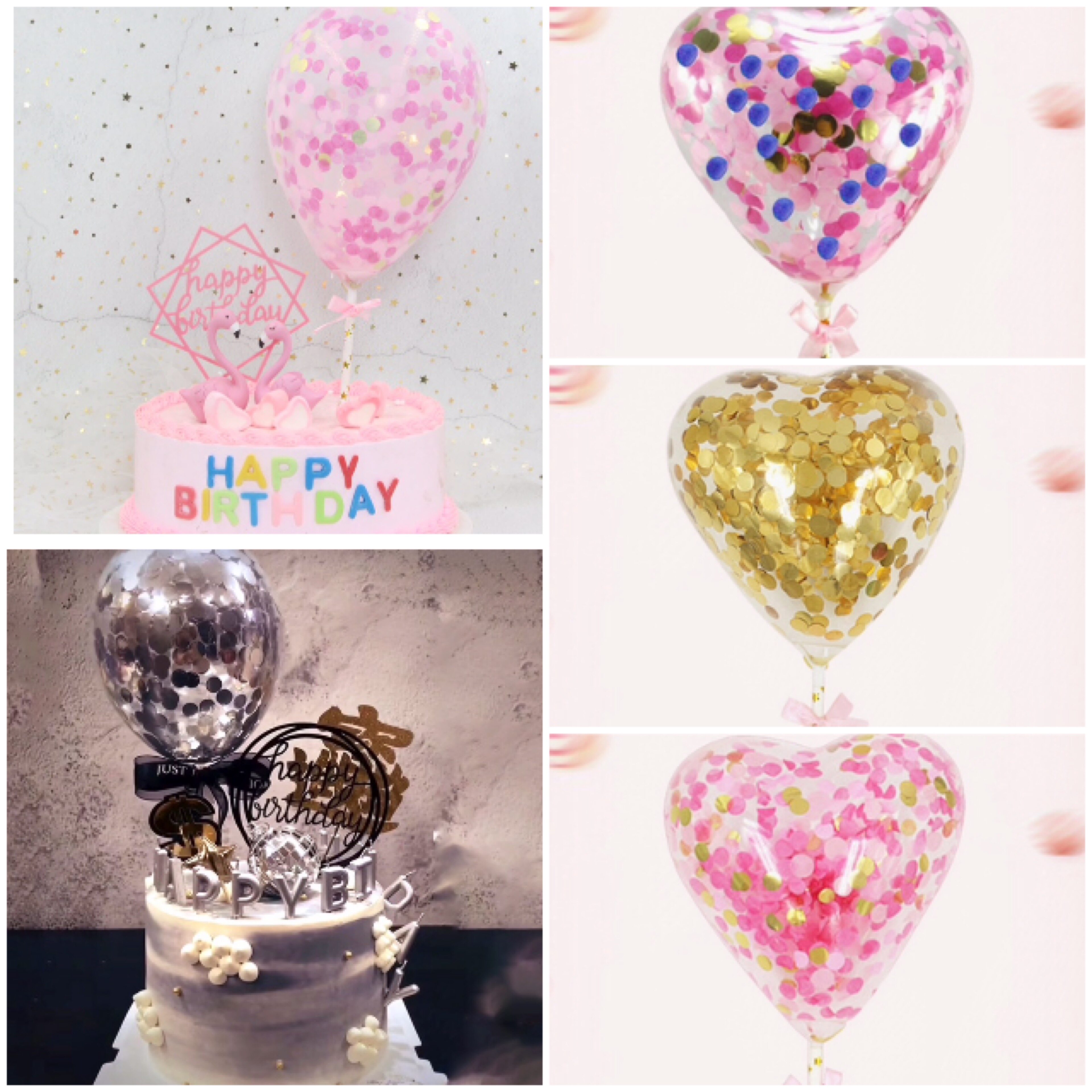 5 inch balloon cake decoration net red sequin paper lover confession dessert card flash gold color baking plug-in