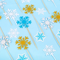Snowflake birthday cake inserted in ice and snow 100 lapped baking insert flag Christmas boy girls birthday sweet and cute card