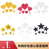 Loving Pentagram Cake Decoration Inserts Valentines Day Wedding Sweets Lovers Watch White Creative Baking Inserts