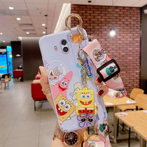 Huawei mate10 mobile phone case cute cartoon Huawei mate10pro all-inclusive anti-fall wristband crossbody with lanyard mate9 silicone soft SpongeBob mate9pro New