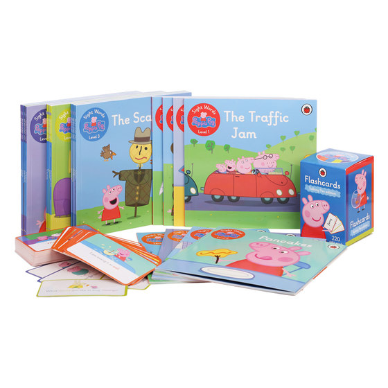 SightWordswithPeppa+Flashcard Vocabulary and Spoken Language Double Improvement Children's Practical English Reference Book Caterpillar Reading Pen Matching Book