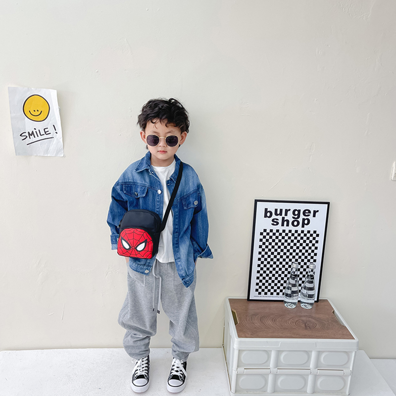 Cartoon Spider-Man Captain America Bag Western-Style Boy Crossbody Bag Baby Coin Purse Handsome Boy Shoulder Bag