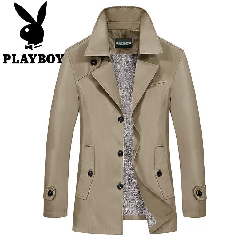 Playboy trench coat nam mùa xuân và mùa thu 2020 mới mỏng đơn giản giữa chiều dài nam thanh niên áo khoác cỡ lớn - Áo gió