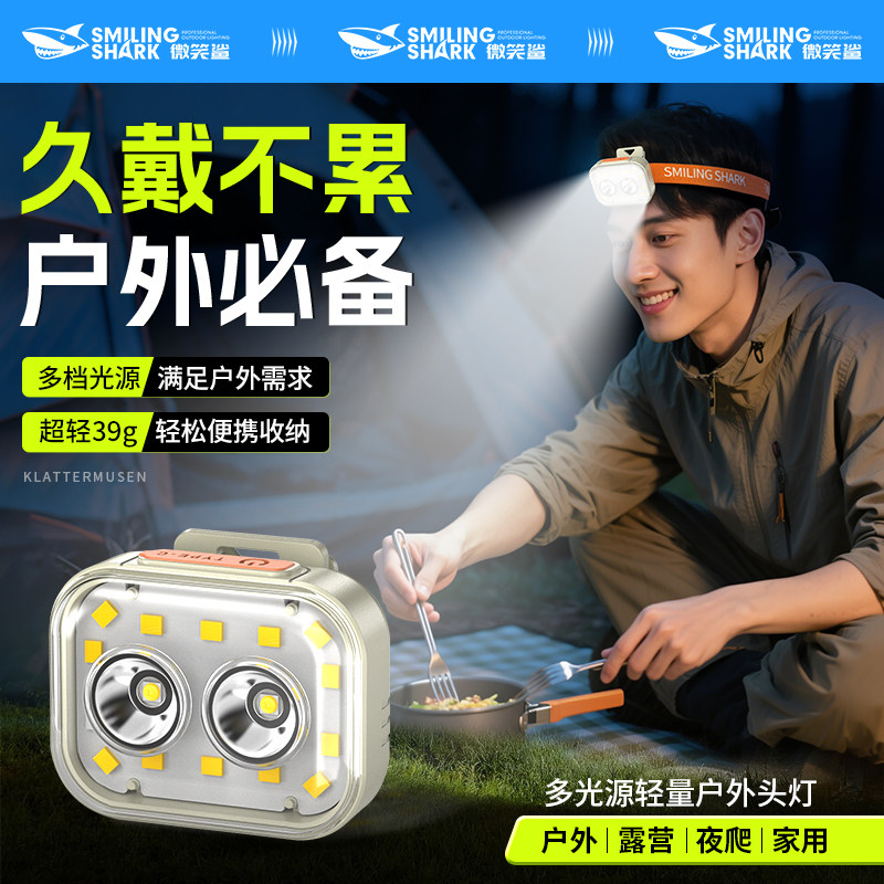 头灯2025新款强光超亮户外登山钓鱼专用跑步感应头戴式小型照明灯