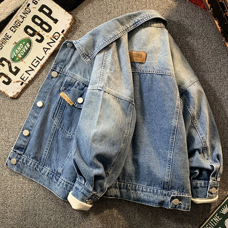 Children's Clothing Boys' Autumn Denim Jacket 2025 New Style for Older Children, Kids' Parka Jacket for Spring and Autumn, Stylish