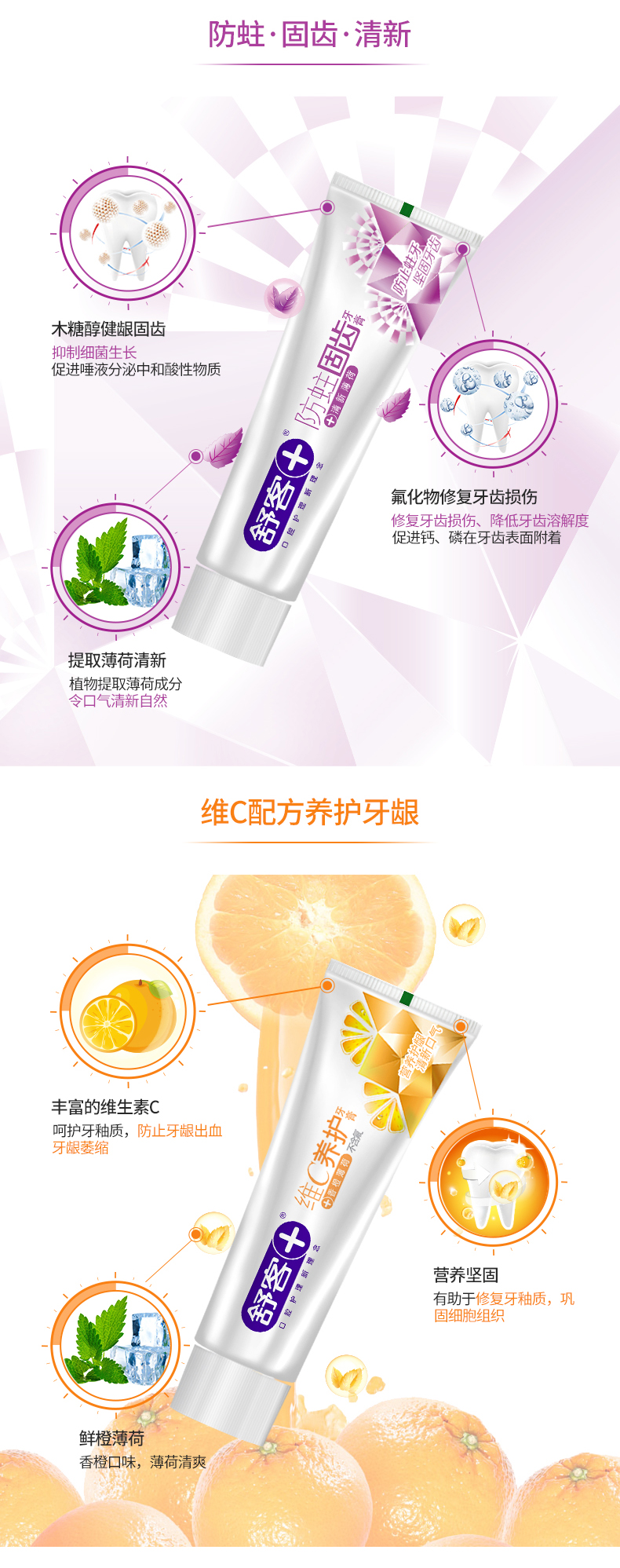 舒客 多效护理牙膏套装 6支 图3