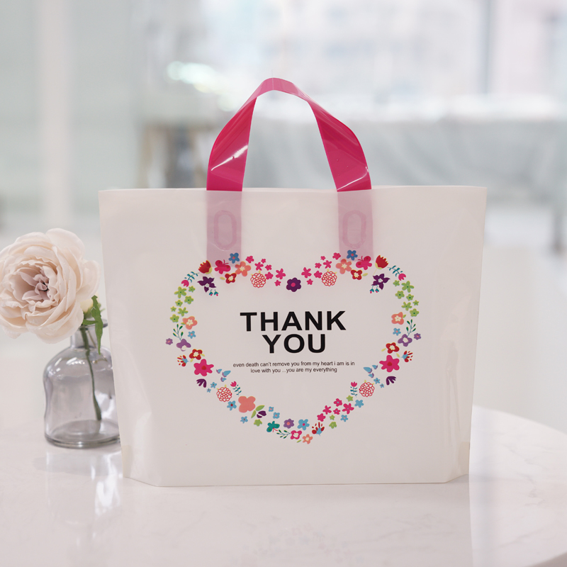 Pastoral caring shopping plastic bag girls clothing shop handbag thickness gift bag customized logo
