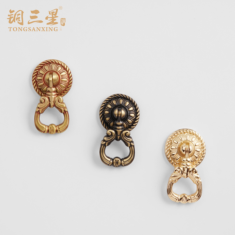 Copper Samsung pure copper handle suitable for complex invisible drawer handle ring bedside cabinet door brass single hole handle